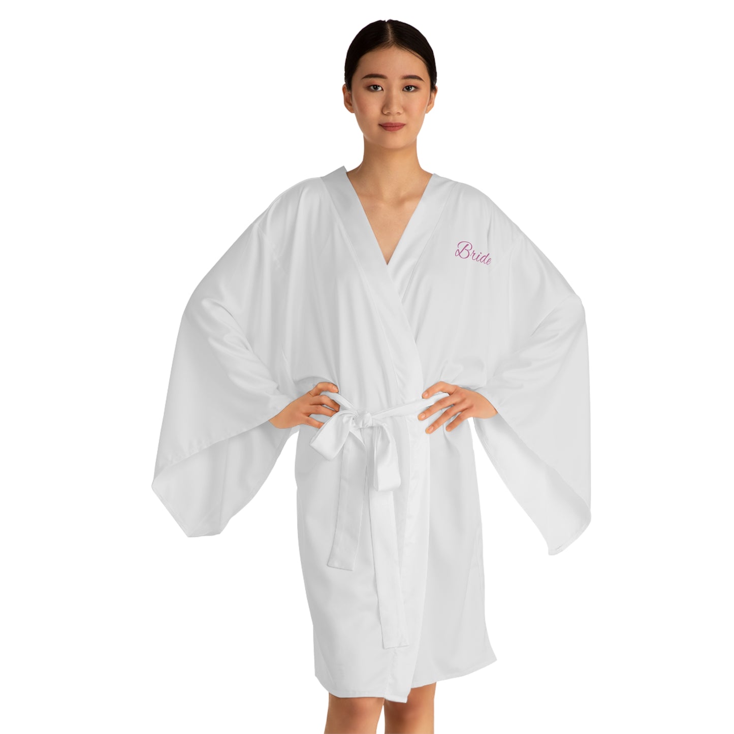 Personalized Bride Robe — Satin Kimono Robe with Embroidered Name | Conroe, TX Bridal Boutique