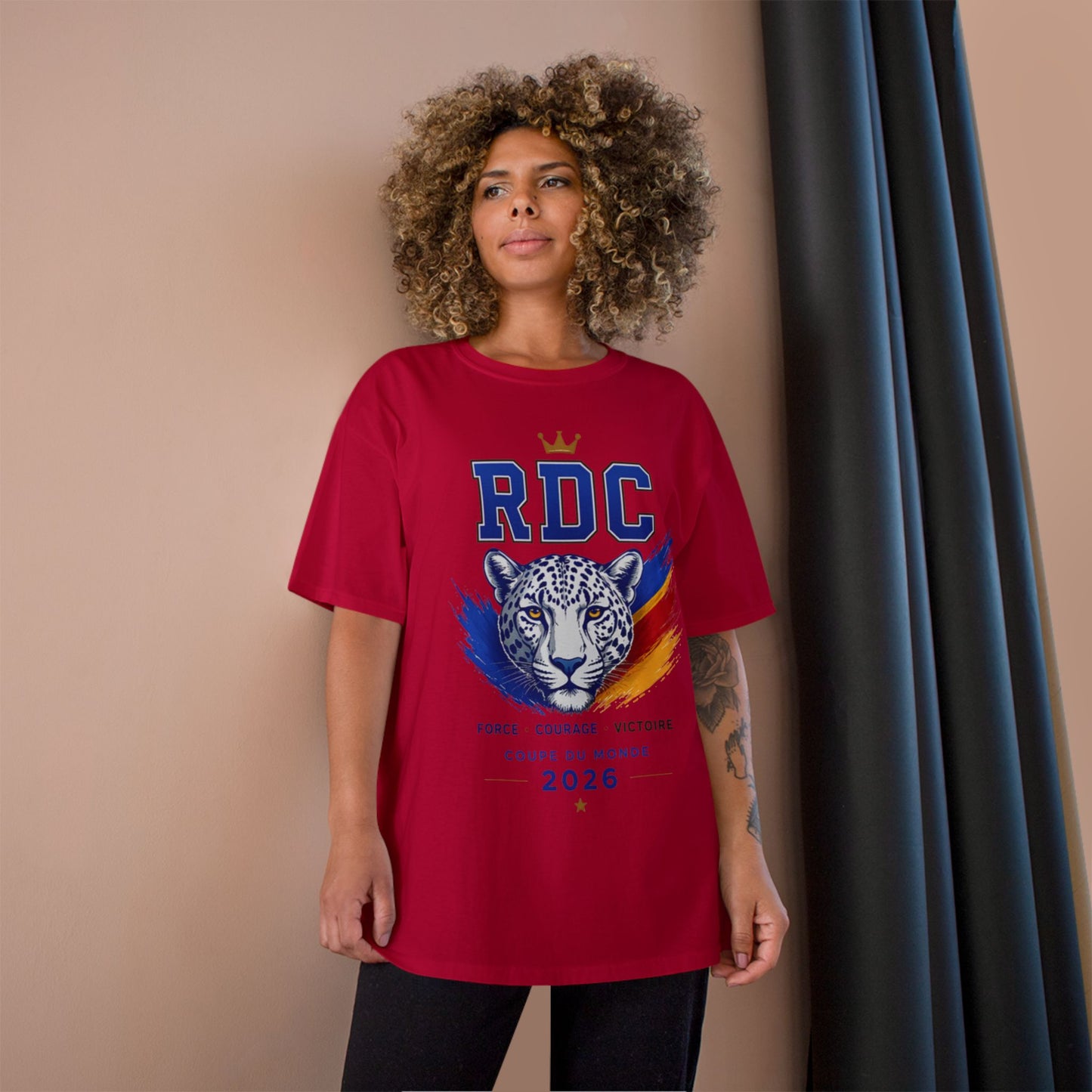 RDC Congo World Cup 2026 Soccer T-Shirt — "Congo Na Biso" Leopard Crest