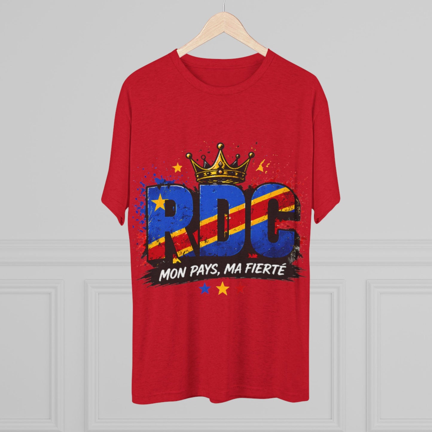 RDC Pride T‑Shirt — Mon Pays, Ma Fierté (Congo Flag Crown Design)