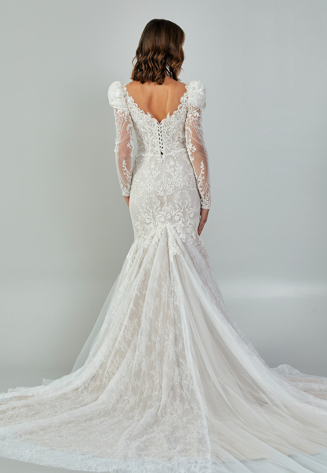 Long Sleeve Maxi Tulle Regular Wedding Dress