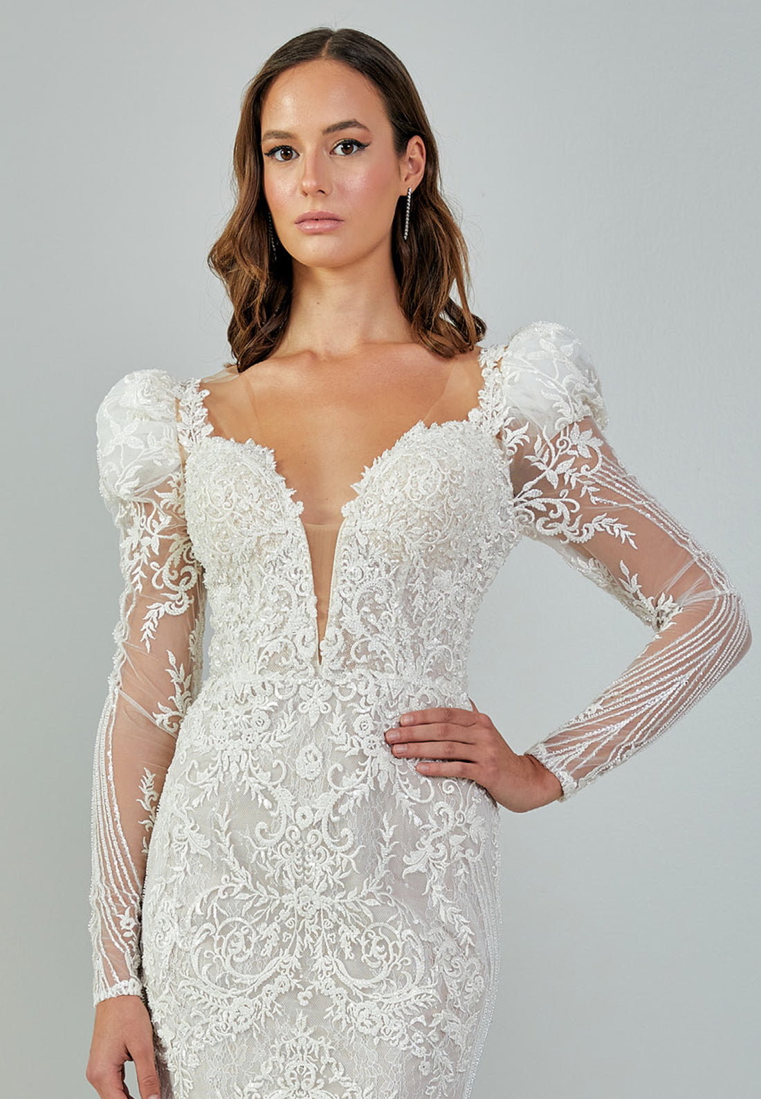 Long Sleeve Maxi Tulle Regular Wedding Dress