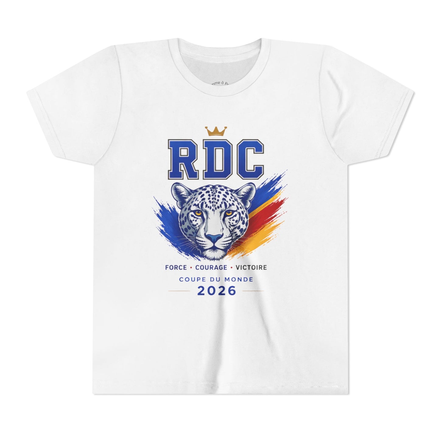 RDC 2026 Youth Soccer Tee — World Cup Leopard Crest & Trophy Design
