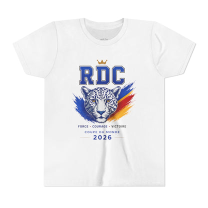 RDC 2026 Youth Soccer Tee — World Cup Leopard Crest & Trophy Design