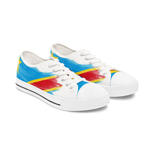 Low Top Sneakers — Bright Abstract Brushstroke Design (Blue, Red, Yellow)