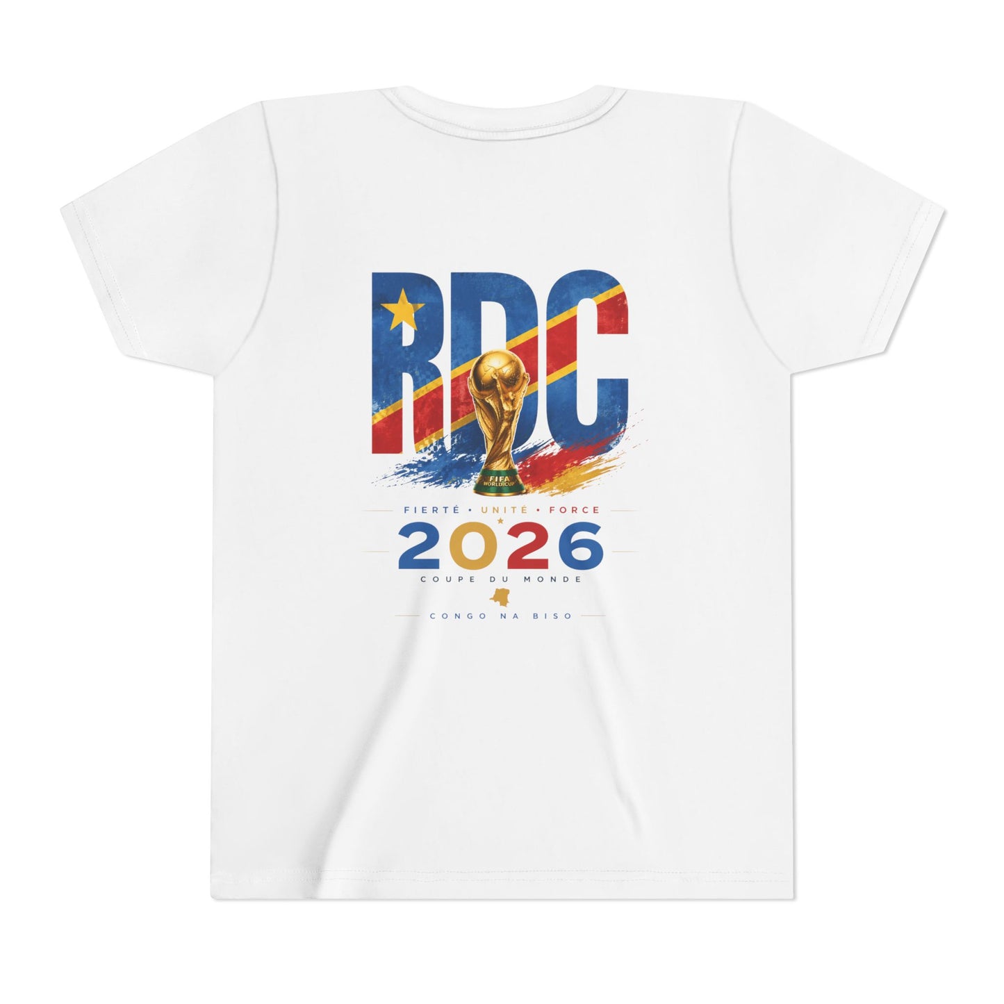 RDC 2026 Youth Soccer Tee — World Cup Leopard Crest & Trophy Design