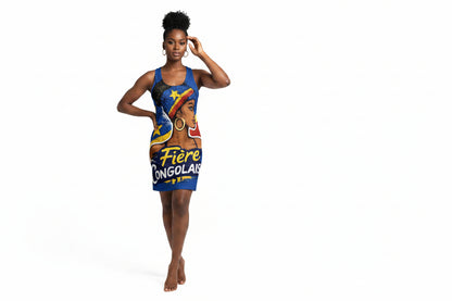 Fière Congolaise Racerback Dress — Proud DRC Flag Inspired Dress