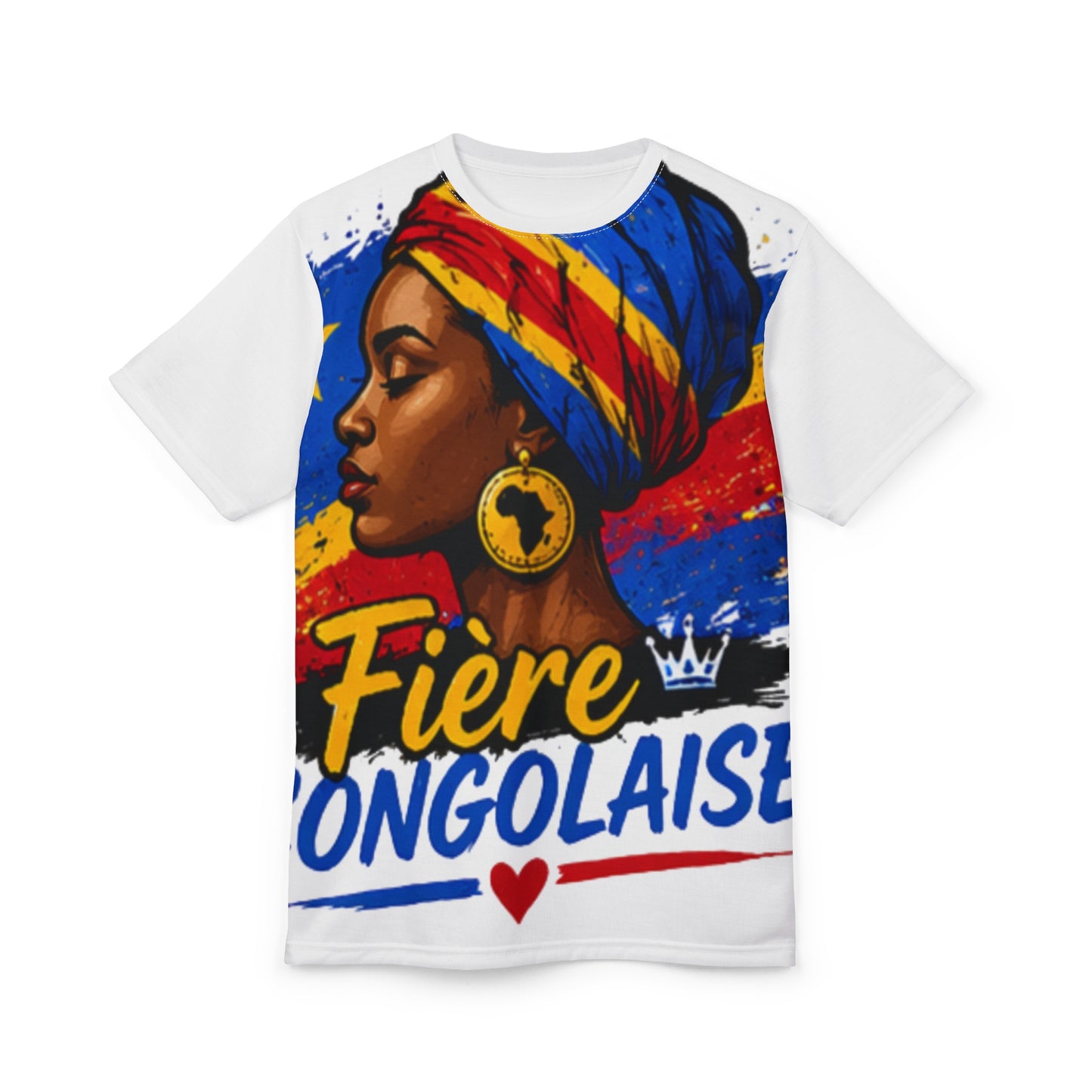 Congolese Pride Tee — "Fière Congolaise" All-Over Print Shirt