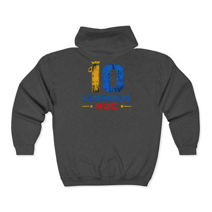 Congo Soccer Zip Hoodie — Leopards RDC #10 Football Fan Jacket
