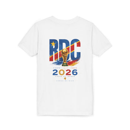 RDC 2026 Youth Soccer Tee — World Cup Leopard Crest & Trophy Design