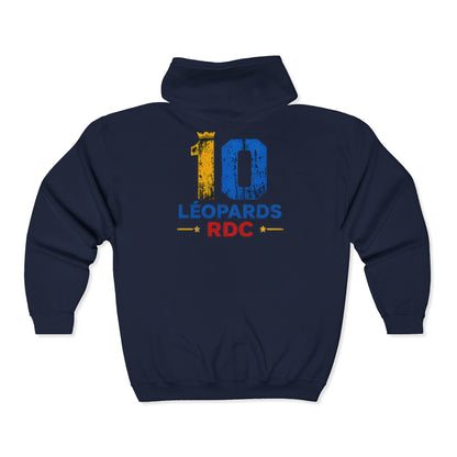 Congo Soccer Zip Hoodie — Leopards RDC #10 Football Fan Jacket