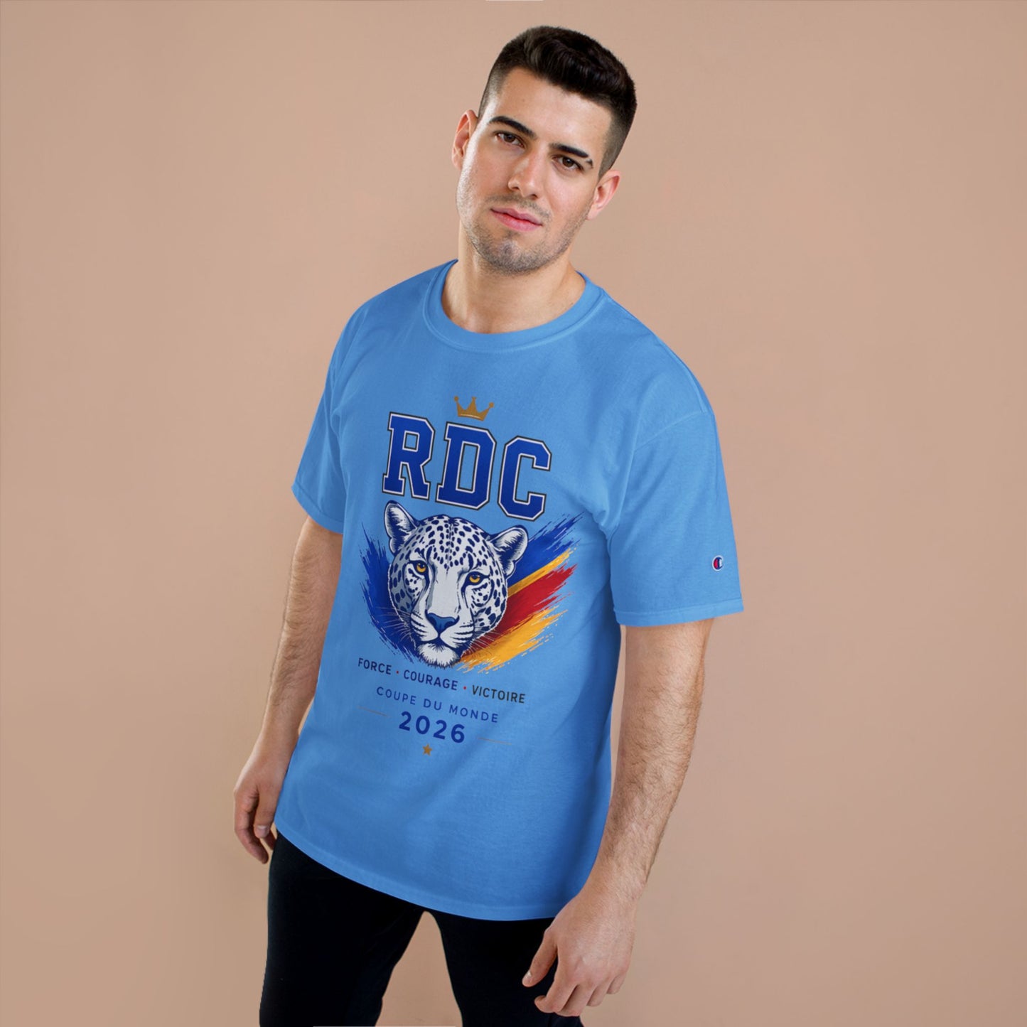 RDC Congo World Cup 2026 Soccer T-Shirt — "Congo Na Biso" Leopard Crest