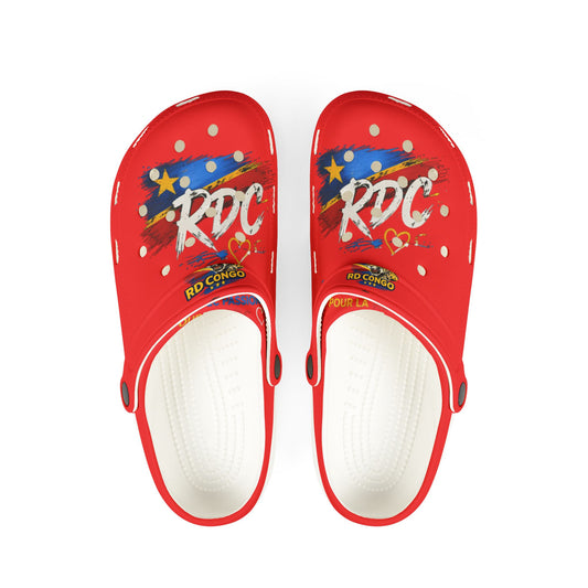 RDC Congo Flag Foam Clogs — Red EVA Slip-On Shoes