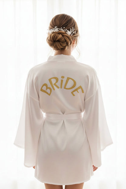 Personalized Bride Robe — Satin Kimono Robe with Embroidered Name | Conroe, TX Bridal Boutique