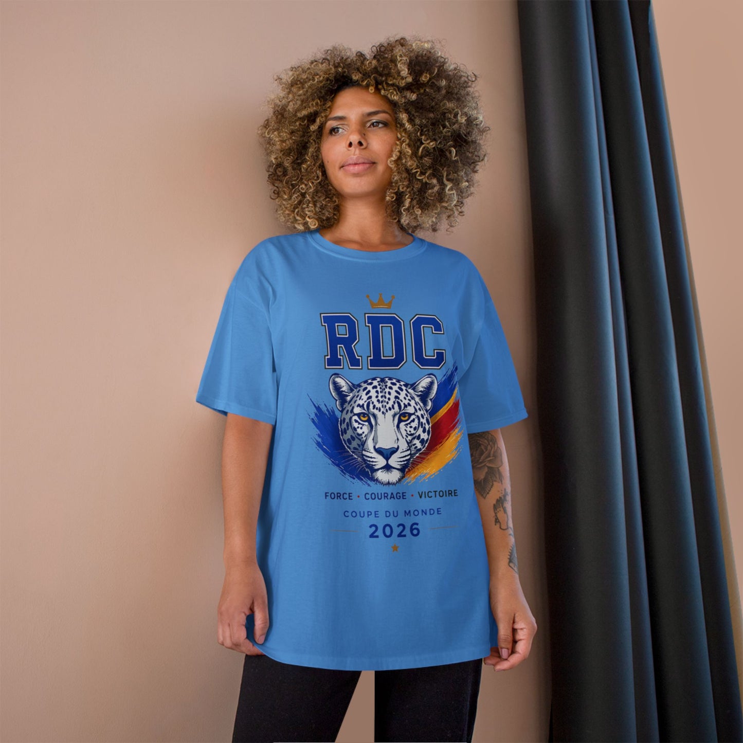 RDC Congo World Cup 2026 Soccer T-Shirt — "Congo Na Biso" Leopard Crest