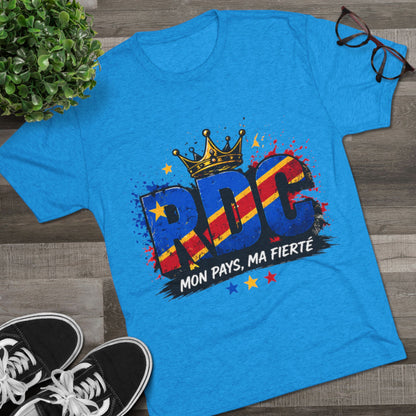 RDC Pride T‑Shirt — Mon Pays, Ma Fierté (Congo Flag Crown Design)