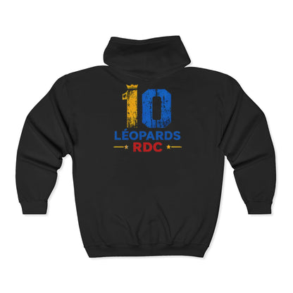 Congo Soccer Zip Hoodie — Leopards RDC #10 Football Fan Jacket