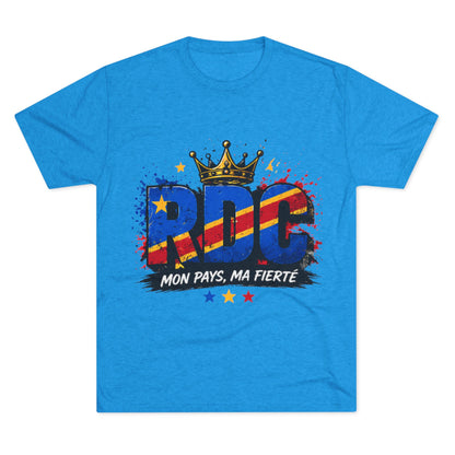 RDC Pride T‑Shirt — Mon Pays, Ma Fierté (Congo Flag Crown Design)