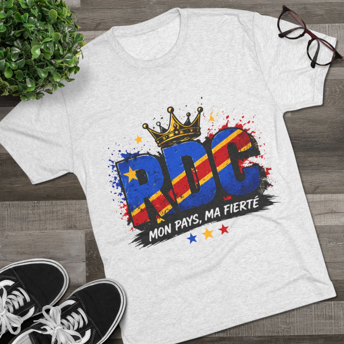 RDC Pride T‑Shirt — Mon Pays, Ma Fierté (Congo Flag Crown Design)