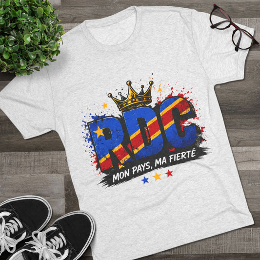 RDC Pride T‑Shirt — Mon Pays, Ma Fierté (Congo Flag Crown Design)