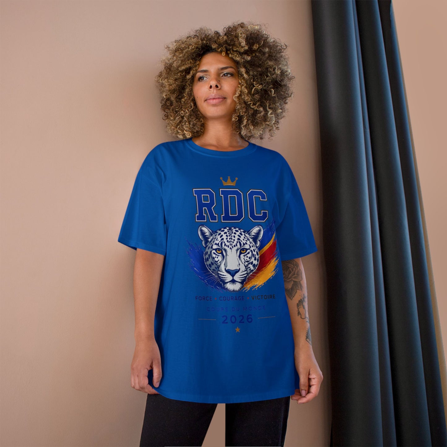 RDC Congo World Cup 2026 Soccer T-Shirt — "Congo Na Biso" Leopard Crest
