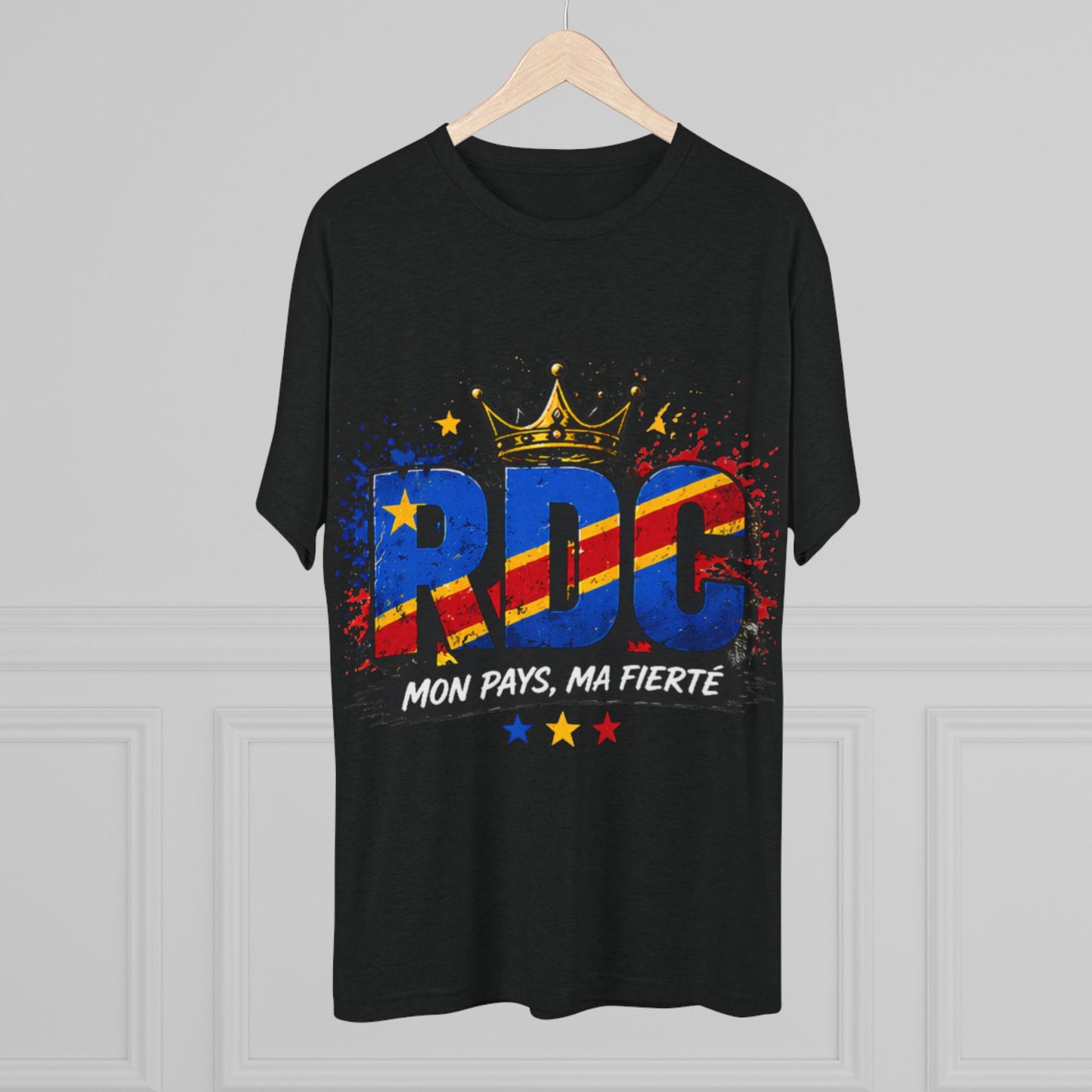 RDC Pride T‑Shirt — Mon Pays, Ma Fierté (Congo Flag Crown Design)