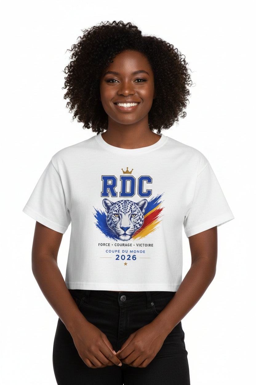 RDC 2026 World Cup Cropped T-Shirt — Congo Flag Tiger Graphic