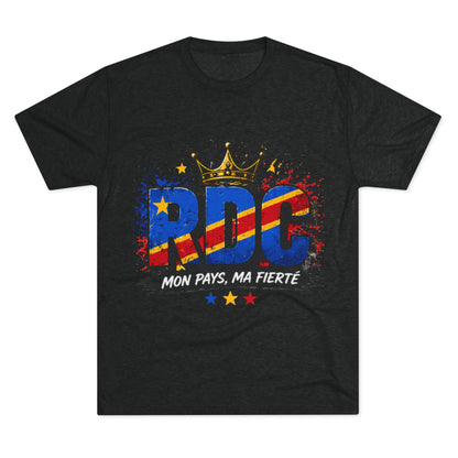 RDC Pride T‑Shirt — Mon Pays, Ma Fierté (Congo Flag Crown Design)