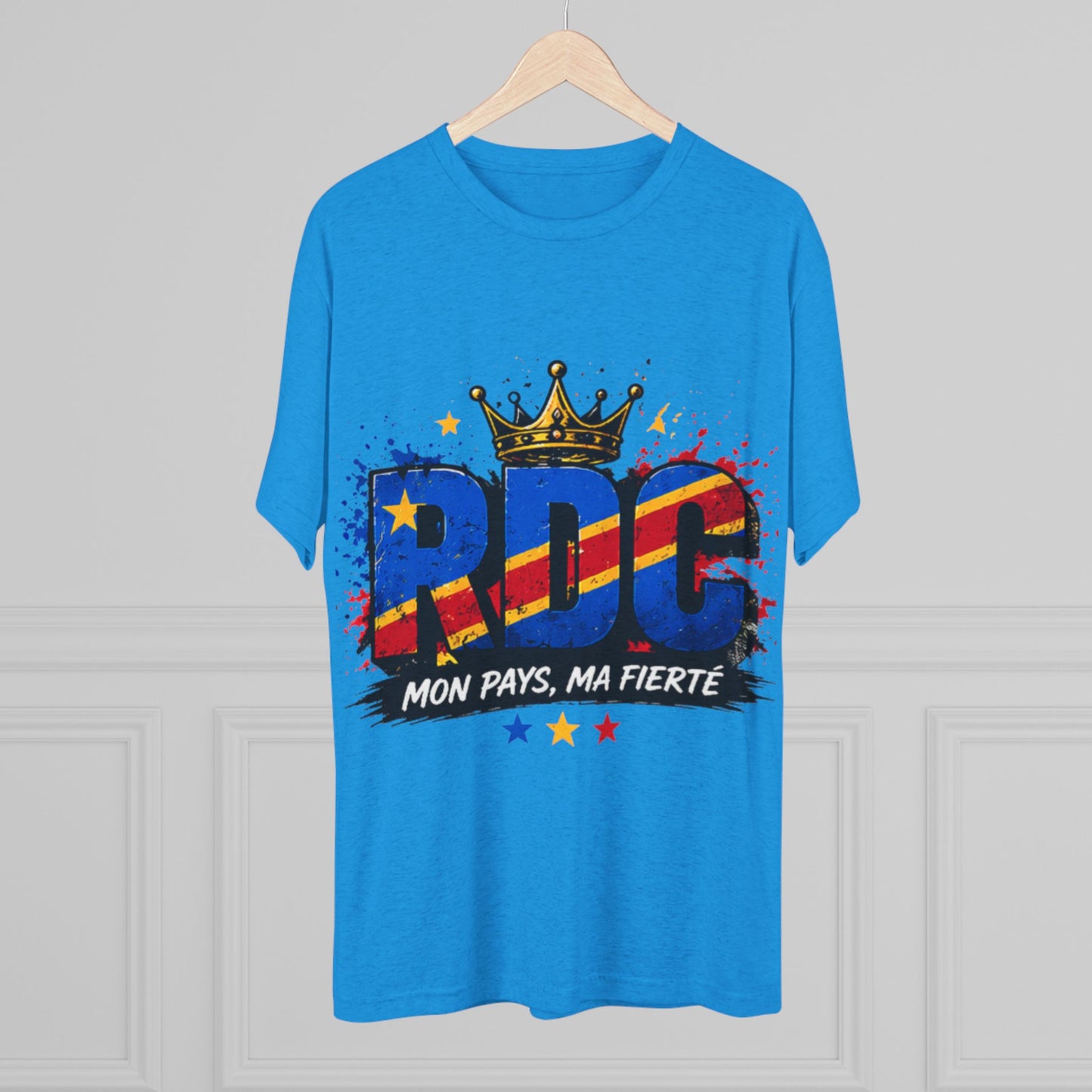 RDC Pride T‑Shirt — Mon Pays, Ma Fierté (Congo Flag Crown Design)