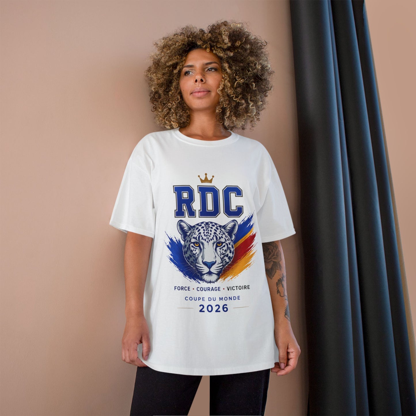 RDC Leopard Soccer T-Shirt — Force Courage Victoire 2026
