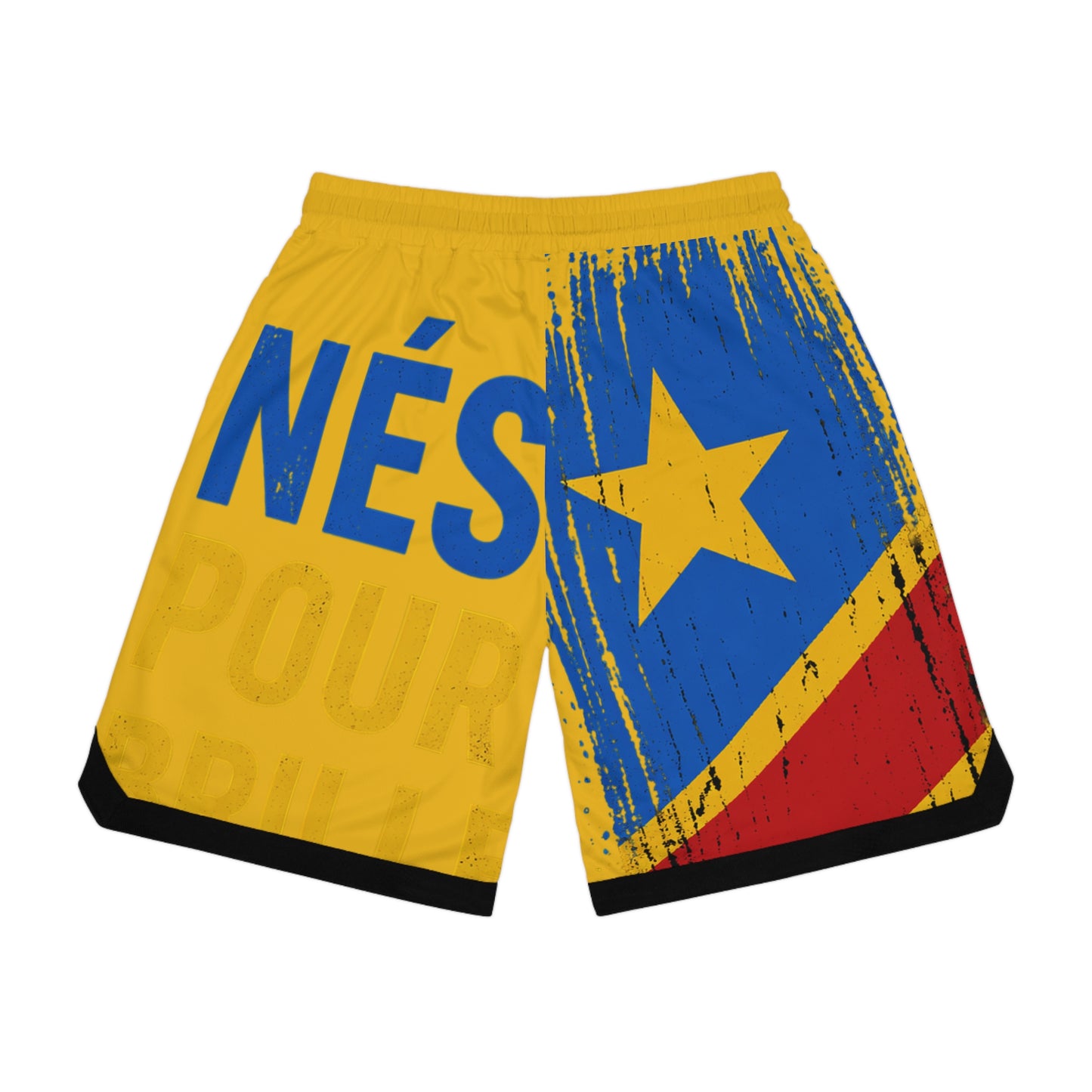 Basketball Shorts – Vintage Flag Design with “NÉS” Text