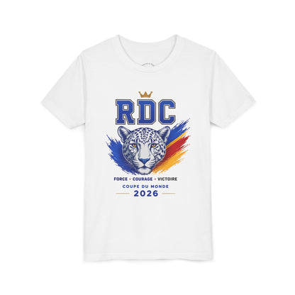RDC 2026 Youth Soccer Tee — World Cup Leopard Crest & Trophy Design