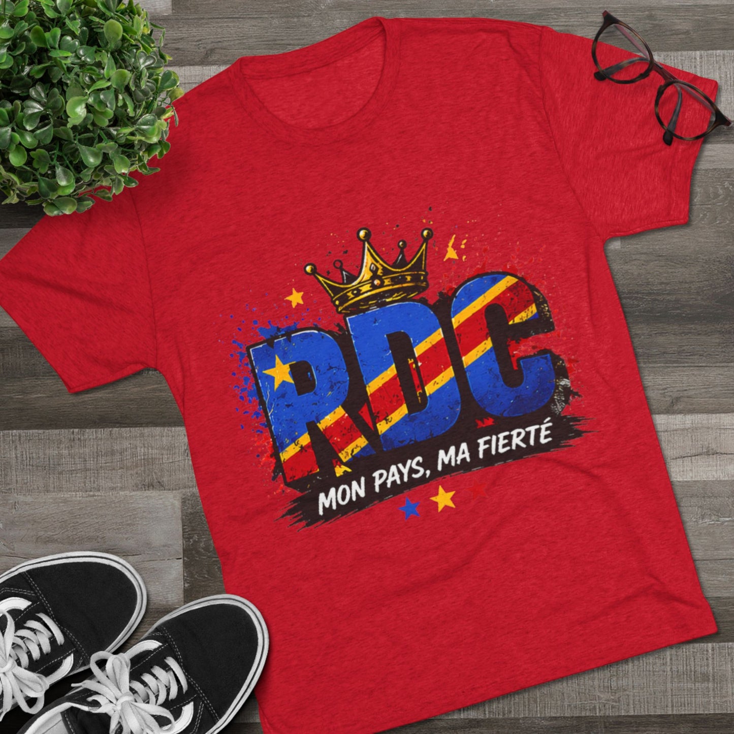 RDC Pride T‑Shirt — Mon Pays, Ma Fierté (Congo Flag Crown Design)