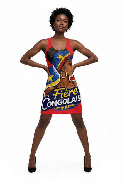 Racerback Dress - "Fière Congolaise" African Pride All-Over Print