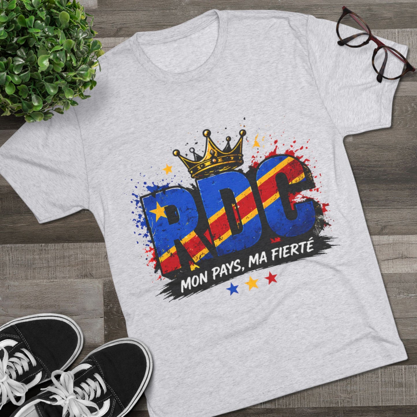 RDC Pride T‑Shirt — Mon Pays, Ma Fierté (Congo Flag Crown Design)