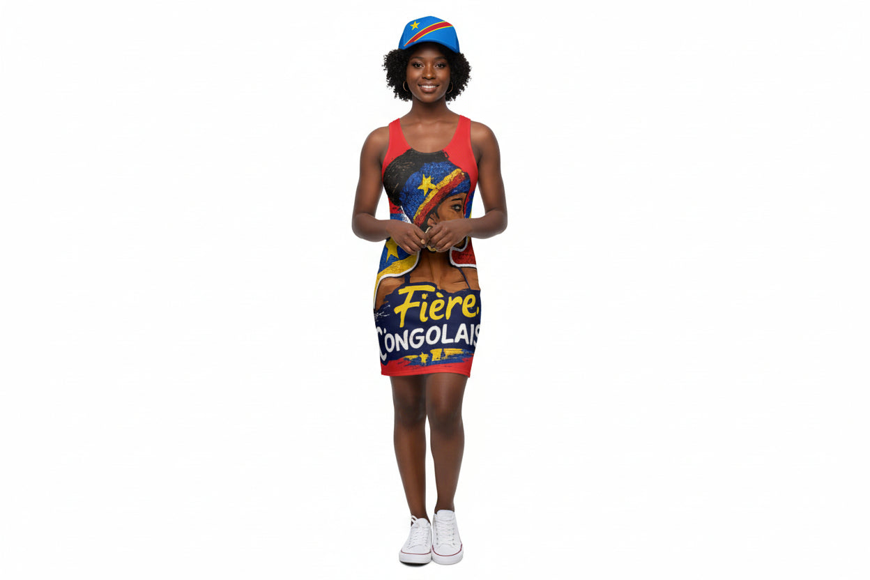 Racerback Dress - "Fière Congolaise" African Pride All-Over Print
