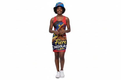 Racerback Dress - "Fière Congolaise" African Pride All-Over Print