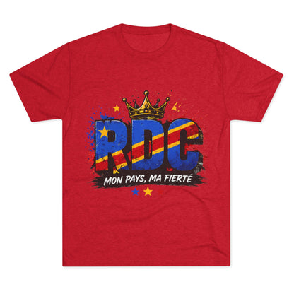 RDC Pride T‑Shirt — Mon Pays, Ma Fierté (Congo Flag Crown Design)