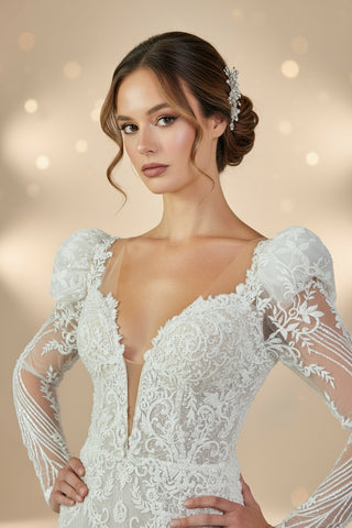 Long Sleeve Maxi Tulle Regular Wedding Dress