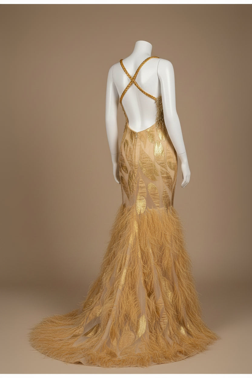 Golden evening dress