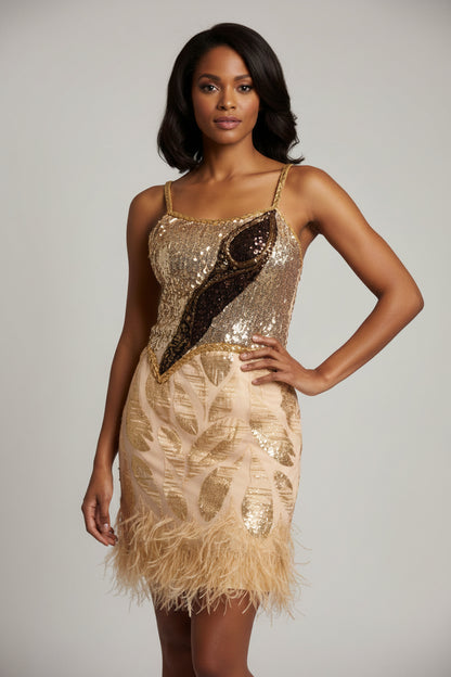 Golden evening dress