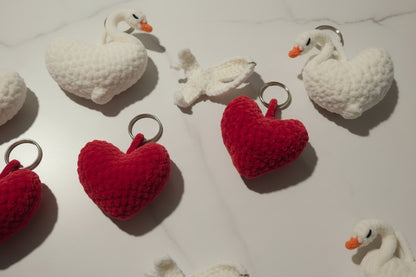 Handmade Crochet Heart & Awareness Ribbon Keychain –