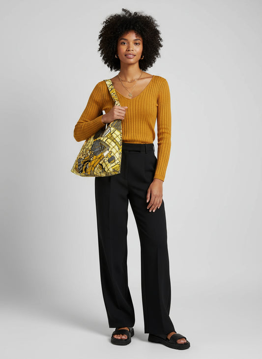 African Print Tote Bag – Handmade Large Tote 26"x20"