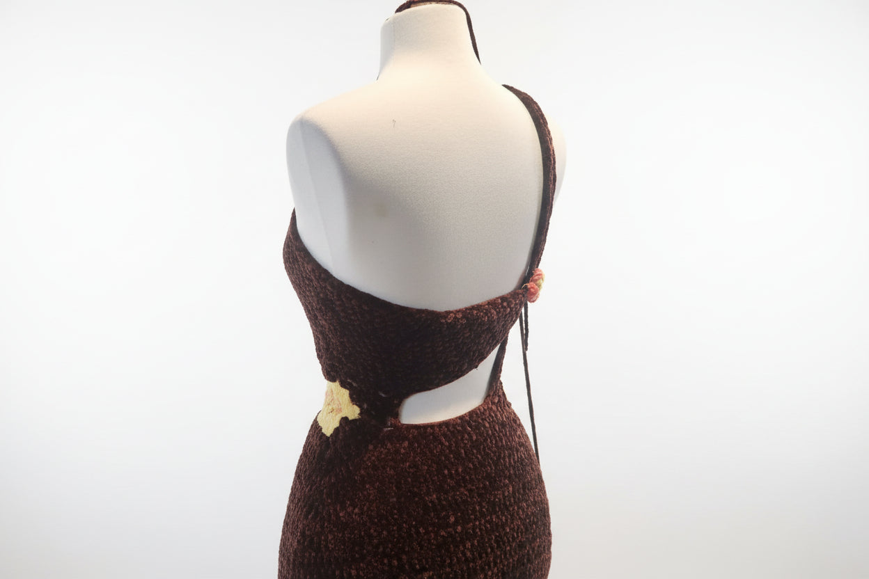 Handmade Crochet Halter Maxi Dress 