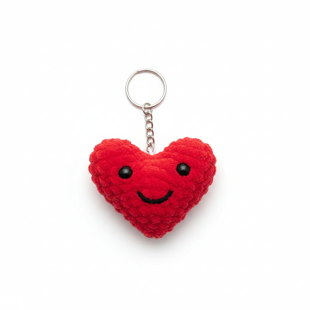 Handmade Crochet Heart & Awareness Ribbon Keychain –