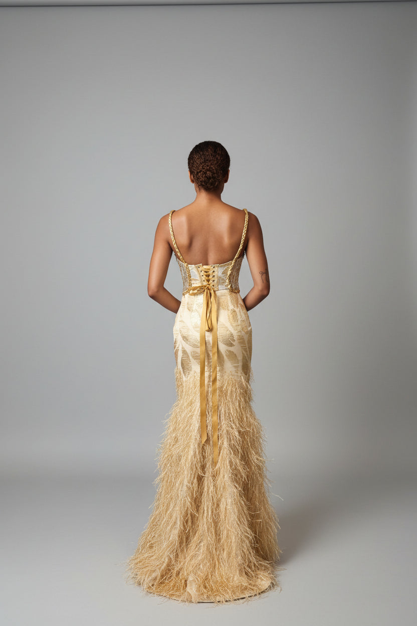 Golden evening dress