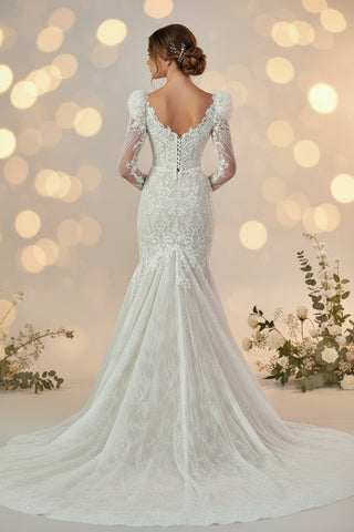 Long Sleeve Maxi Tulle Regular Wedding Dress