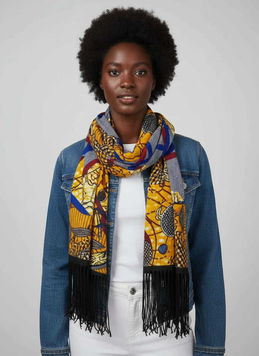 Patchwork African print scarf