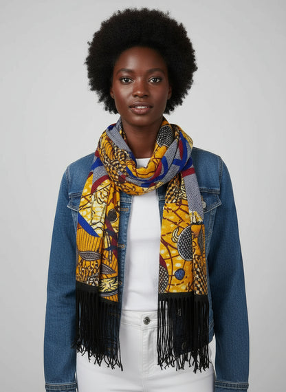 Patchwork African print scarf