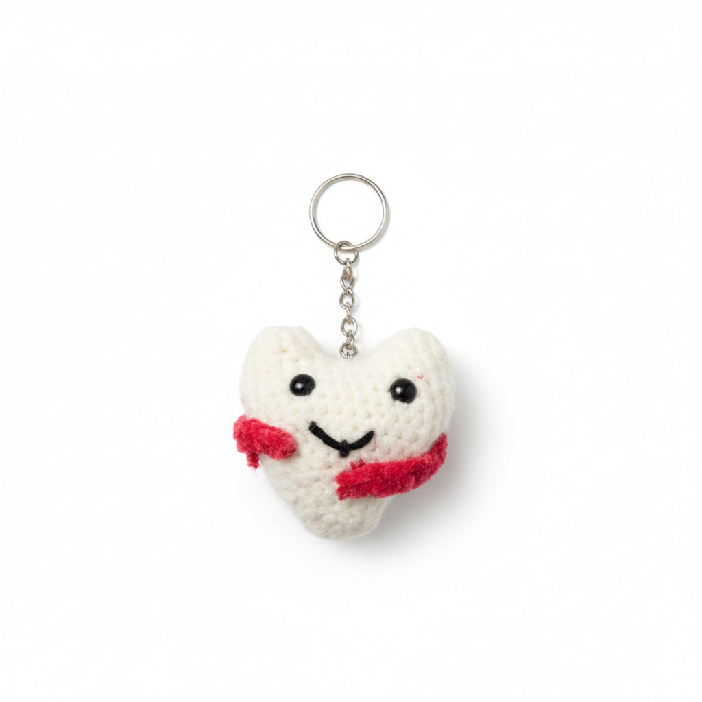Handmade Crochet Heart & Awareness Ribbon Keychain –