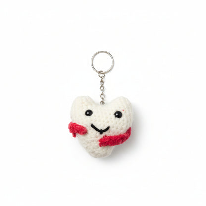 Handmade Crochet Heart & Awareness Ribbon Keychain –